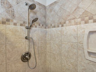 Master shower with removable adjustable lower shower head