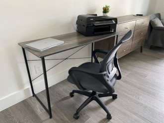 Dedicated workspace has a printer and chair for your use! (Laptop is not available for use)