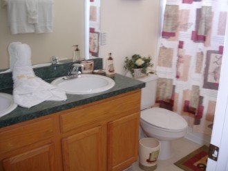 Ensuite bathroom, Fitted hairdryer double vanity, bath, shower with rain head