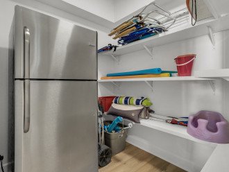 HUGE storage closet with second fridge! Store all your beach gear out of the way