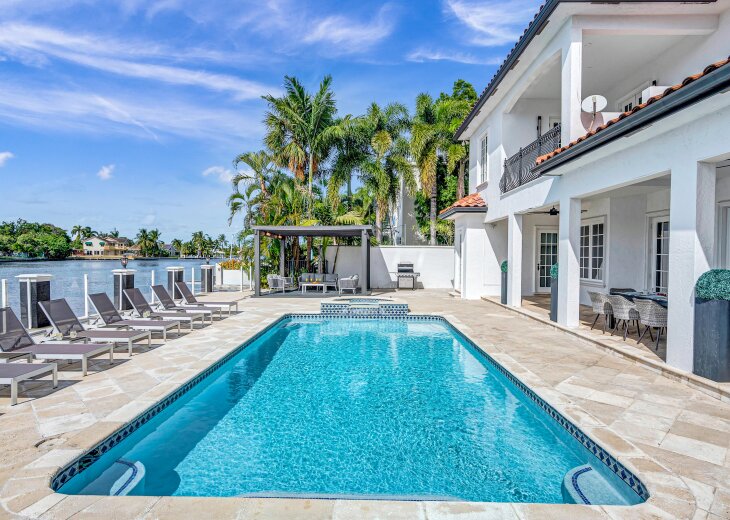WARM Florida Sun all afternoon with heated pool and waterfront views.
