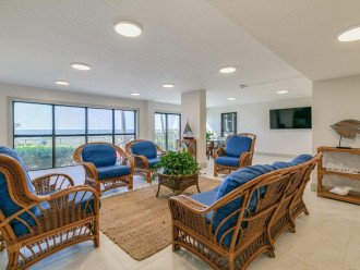 Lobby seating area overlooking the beach