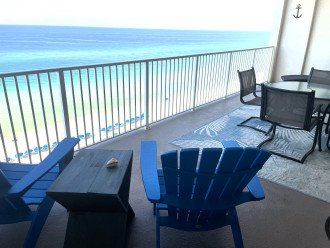 A huge balcony with an amazing view of the Gulf of Mexico