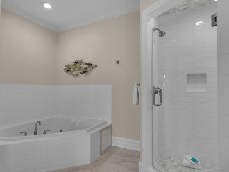 Primary Bathroom Walk in Shower and Jetted Tub