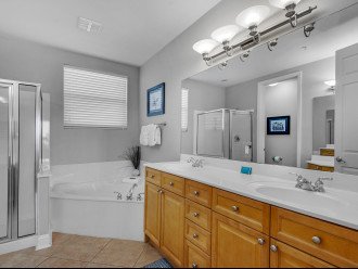 Primary Bathroom with Large Tub and Walk-In Shower