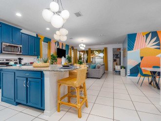 Wide open concept with bright cheerful colors!