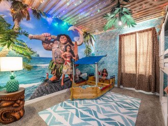 Moana bedroom with PitBall Play Area is a kid favorite