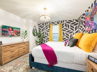 Colorful bedroom with King