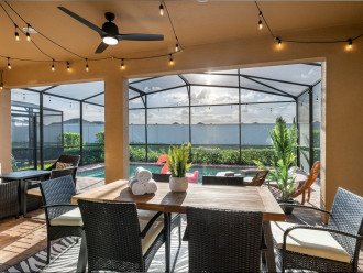 Delightful patio awaits you with private pool, hot tub, fire pit and BBQ.