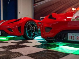 These twin car beds light up and zroom!