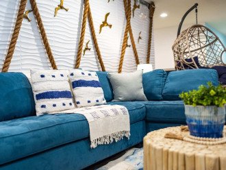 What a beautiful Nautical Loft for movies and hanging out upstairs!