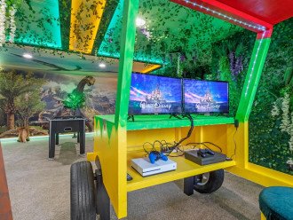 Sit in our Jurassic Jeep and play on the X-box!