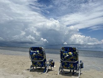 Setup our chairs on a sand bar near the tip of the Cape!