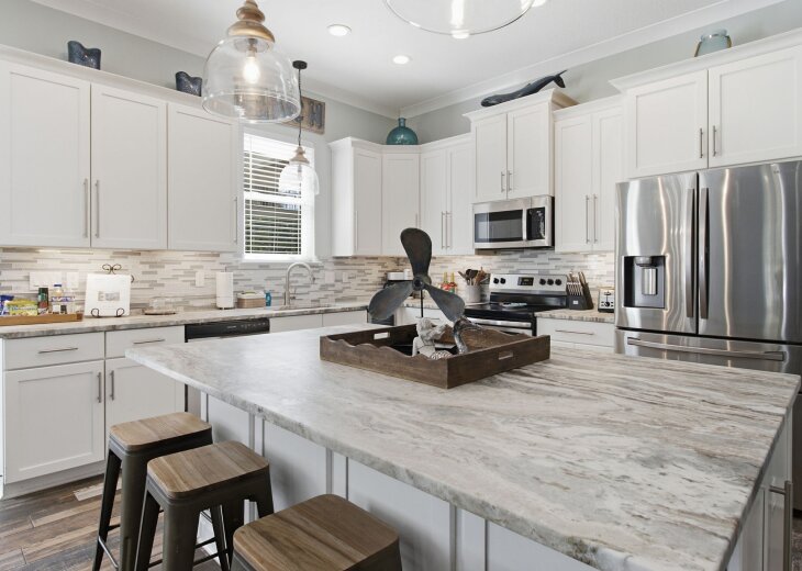 Spacious kitchen with large island