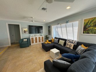 Expansive living room with large tv