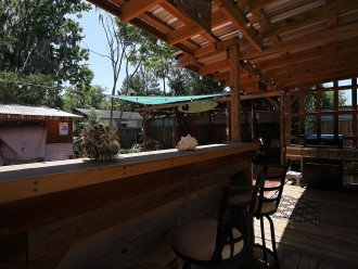 Covered bar seating on grill patio