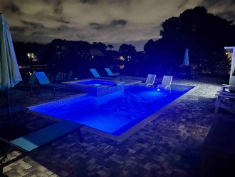 At night the pool and hot tub come alive with the LED lights creating a beautiful spectacle, how about a night time swim in the bright blue water!? Or change the LED light color setting to cycle through a variety of 10+ colors!