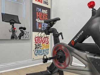 Keep fit with our in-house gym, Peloton bike and Lulumon Workout Mirror included.
