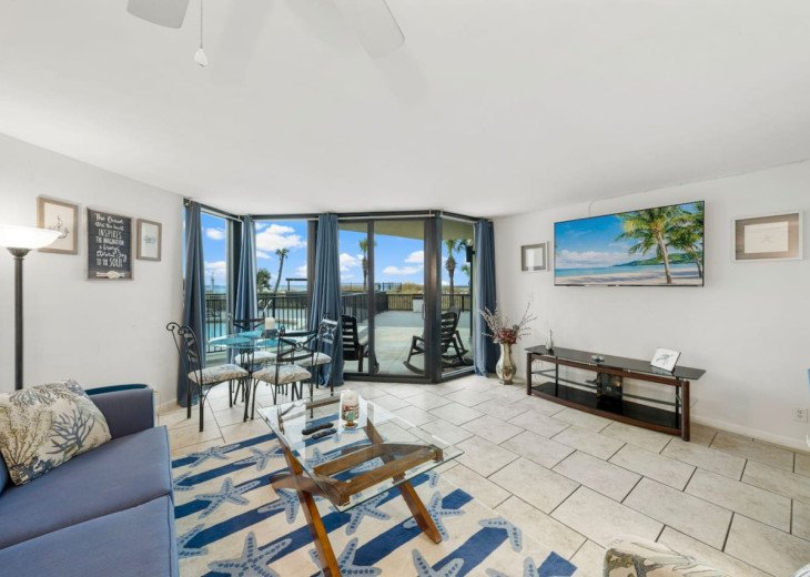Living and Dining Area with Pool, Beach and Ocean Views!