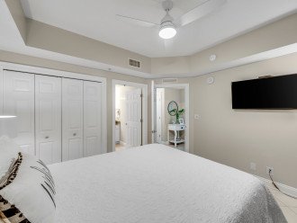 Bedroom with large TV and DirecTV