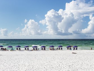 Beach service with 4 chairs and 2 umbrellas provided!
