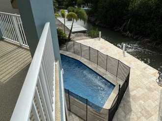 New pool and concrete dock, perfect to anchor small boat