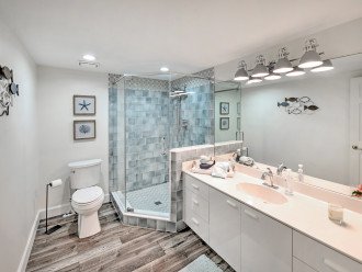 2nd Bathroom with oversized vanity & newly renovated shower