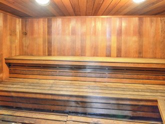 Shared sauna located in gym