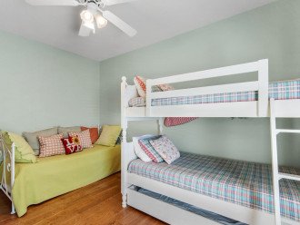 Bunk beds with twin bed.