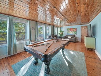 Upstairs Game Room with Pool Table, perfect for those rainy days.