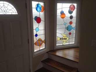Front door with Stain glass thru out Villa