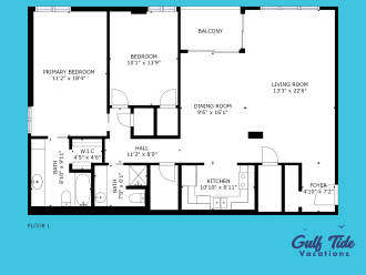 Coastal Nest @ Enclave 602a | Floor Plan | Enclave 2 Bedroom
