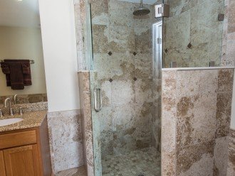 Glass walk in Shower in master with RAIN head/SOOTHING
