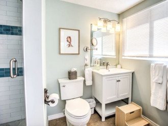 Walk-in Shower and shared bathroom for 2nd floor adjacent to Twin Room