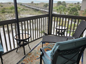 Master bedroom lanai with view of boardwalk and gulf