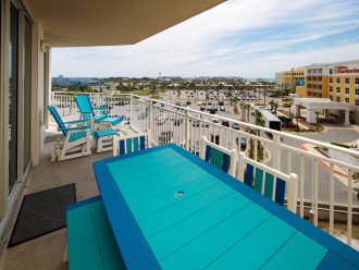 Enjoy a meal on the private balcony while overlooking Okaloosa Island