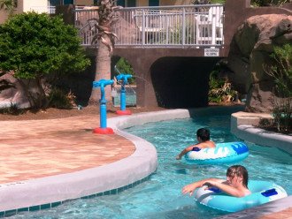 Enjoy the lazy river pool, but watch out for water spickets