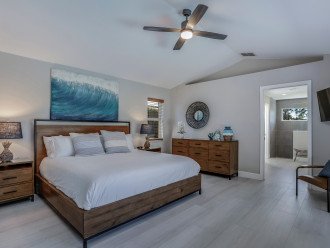 Master bedroom with king bed and fine cotton linens