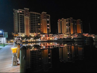 Night view of the marina