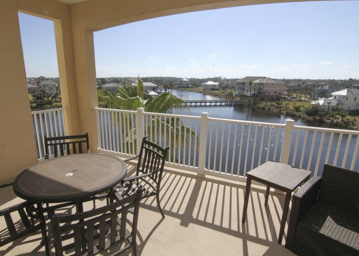 Large private balcony overlooking the lake