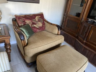 living room chair and ottoman
