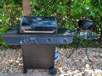 BBQ grills in the east side yard