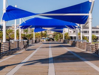 Delicious beachside restaurants surround the pier
