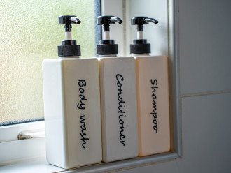 Shampoo, conditioner and body wash.