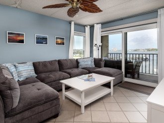 Living Room opens to Bayfront Balcony