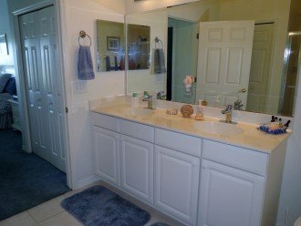 Master bathroom with twin sinks