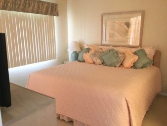 Master bedroom features a comfy king sized Beauty Rest mattress.