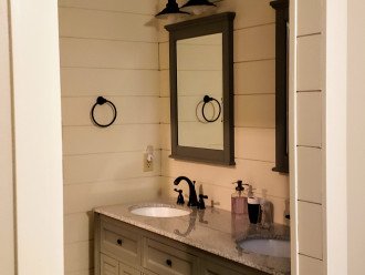 Master Vanity area with separate toilet, tub and shower room