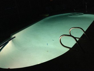 The pool light at night.