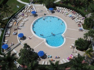 View of HEATED pool from upper floors Includes a Cabana!